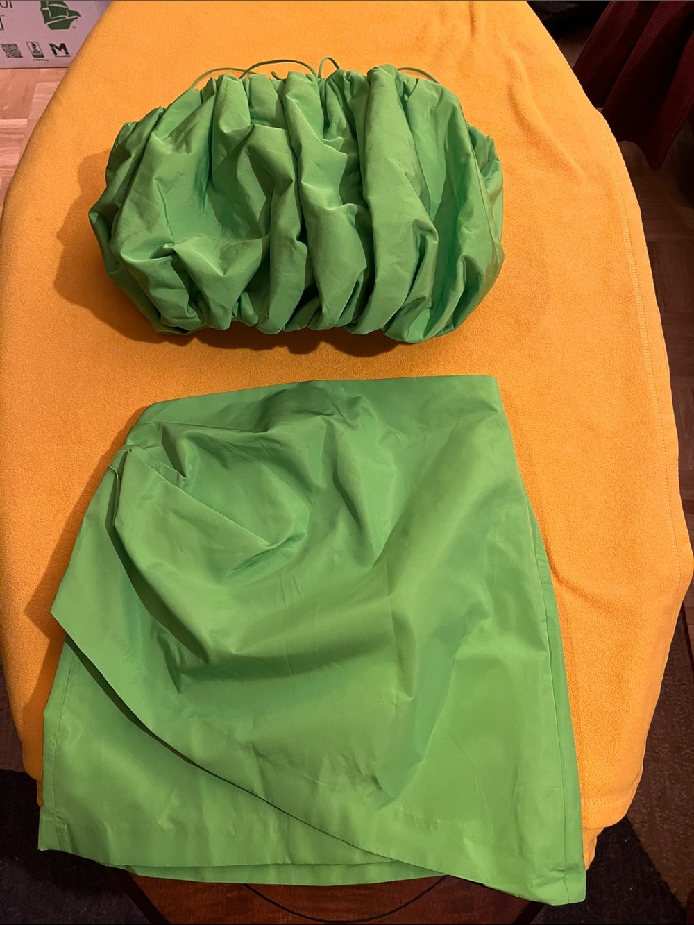 ZARA Limited Edition 2-piece set strapless bubble top, draped mini skirt Green S - Picture 12 of 13